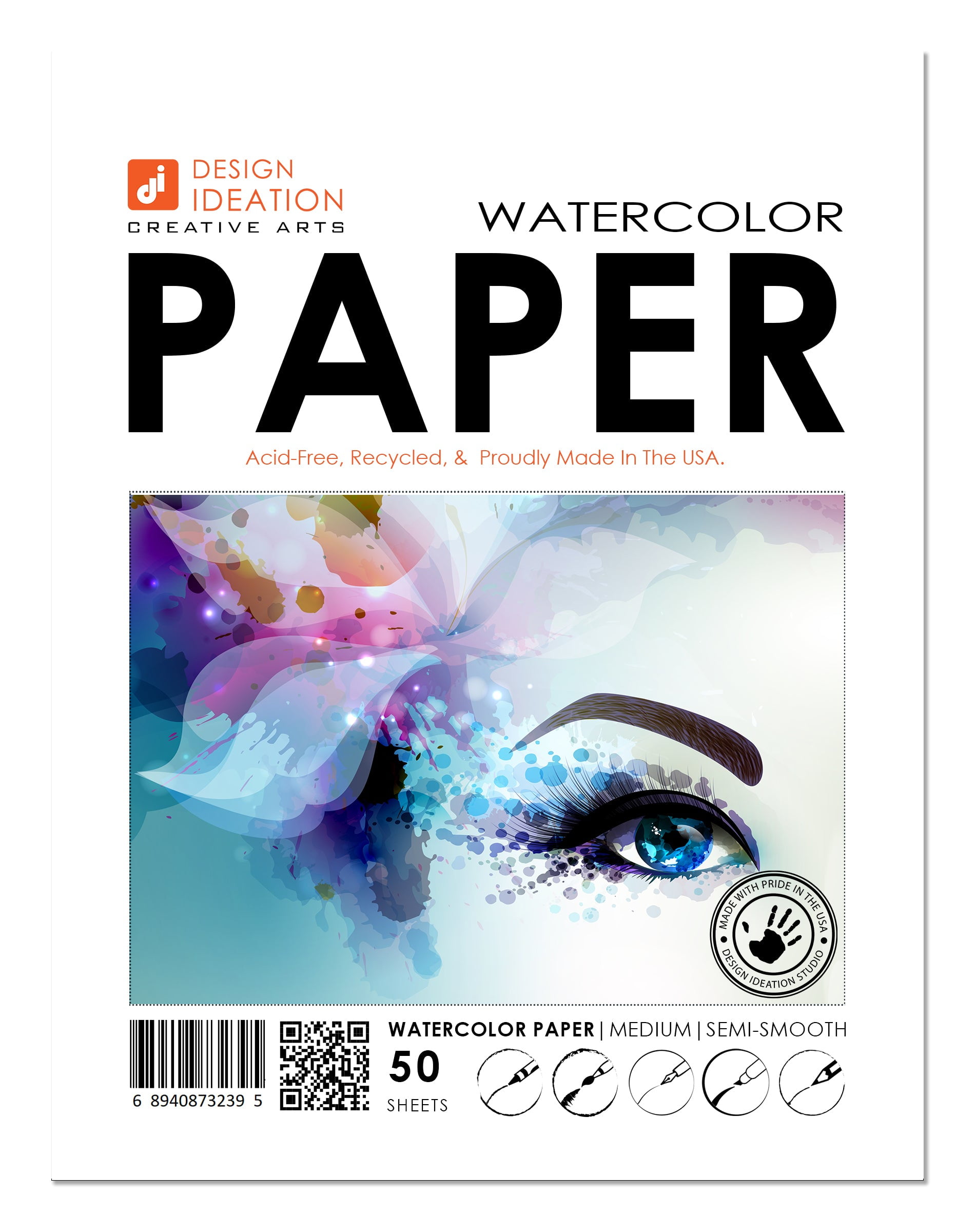WATERCOLOR Paper : Multi-media paper. Loose Sheet Pack. (8.5" x 11") (100 Sheets)