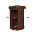 thumbnail image 5 of 18'' Fluted Round End Tables with Sliding Door, Modern Side Table Nightstands for Living Room Bedroom, Walnut, 5 of 8