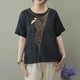thumbnail image 3 of Camiseta de Manga Corta de Cuello Redondo Bordado de las Mujeres Sueltas de Verano, Top de Poliéster de Moda para Diario, 3 of 3