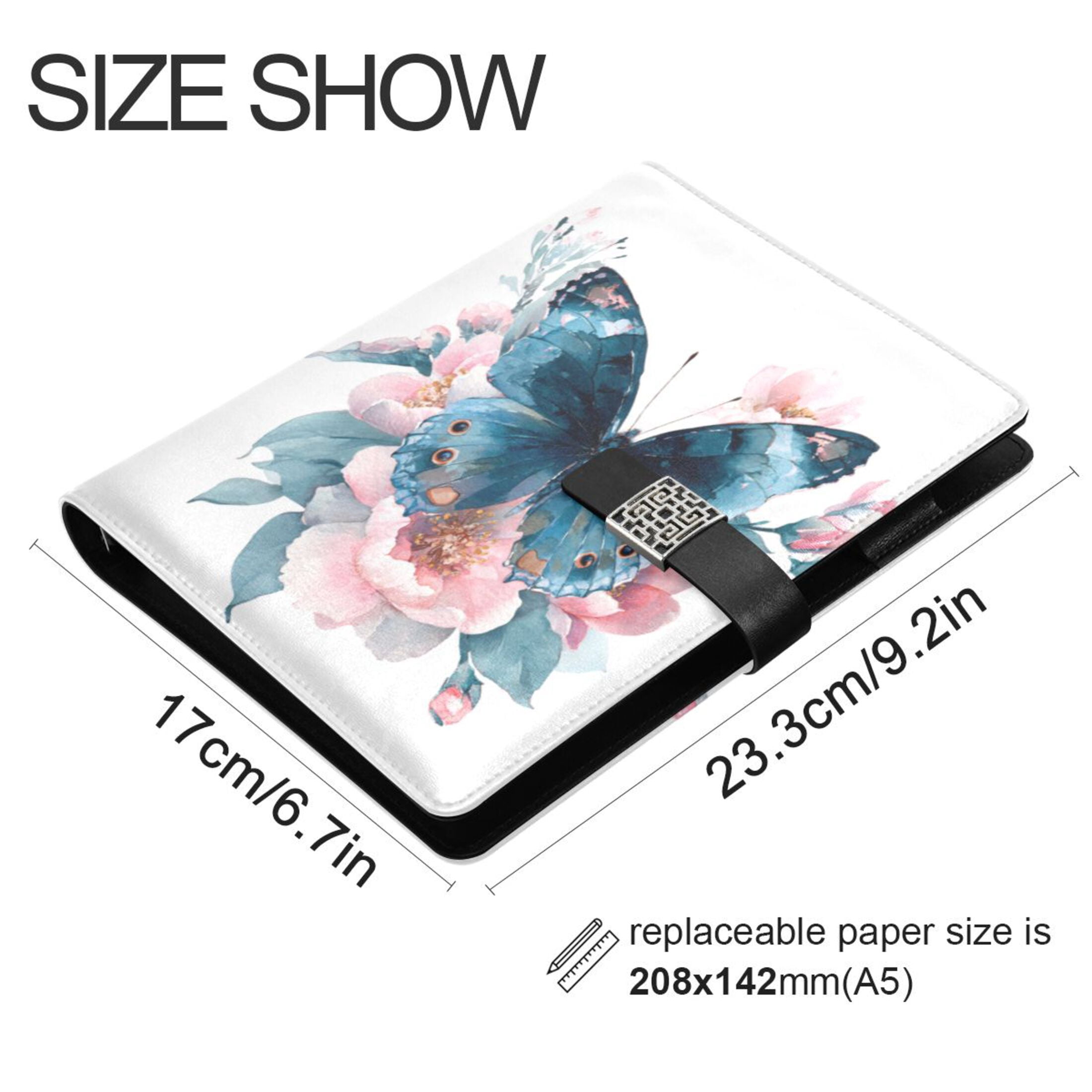 Leather Planner Leather Notebook Notebook Journal Binder Design Pen Pocket Design Convenient for Storage Butterfly Cute