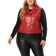 thumbnail image 4 of Agnes Orinda Women's Plus Size Fashion Outerwear Sleeveless Zip PU Crop Jacket 2X Red, 4 of 5