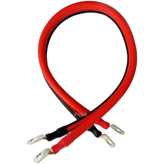 Made in USA, 12 INCH 2 AWG Gauge 5/16" Lug Battery Cable Inverter Cables Solar, RV, Car,Golf