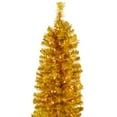 thumbnail image 4 of Northlight Pre-Lit Pencil Tinsel Artificial Christmas Tree - 6' - Gold - Clear Lights - Red Wire, 4 of 9