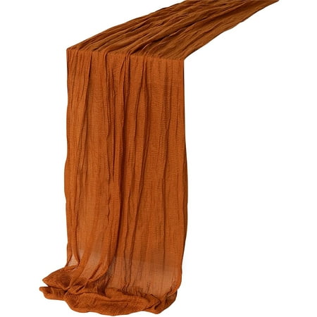 

YuanRX Cheesecloth Table Runner Cheese Cloth Tablecloth 90x400 Cm Table Runner For Wedding Decor Holiday Birthday Party Table Dining Room Dresser Decor Bali crepe table runner (90*400cm)