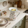 thumbnail image 2 of Pitcher with Handle Vintage Enamel Water Jug Farmhouse Enamelware Pitcher Vase 1.2QT,Dual Use for Serving Beverage Flower Vase, 2 of 10