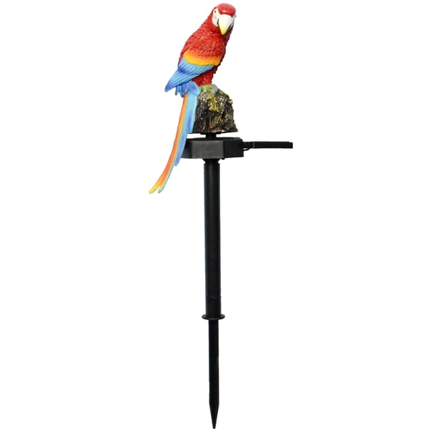 Lámpara solar de loro - Iluminación solar para jardín, terraza, césped, patio, entrada - Resina sólida, lámparas de pájaros de bajo consumo - Decoraciones de animales con LED blancos