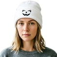 thumbnail image 3 of SYMOID Womens Hall-oween White Pumpkin Embroidered Beanie, Cuffed Knit Winter Hats,Size Free Size, 3 of 5