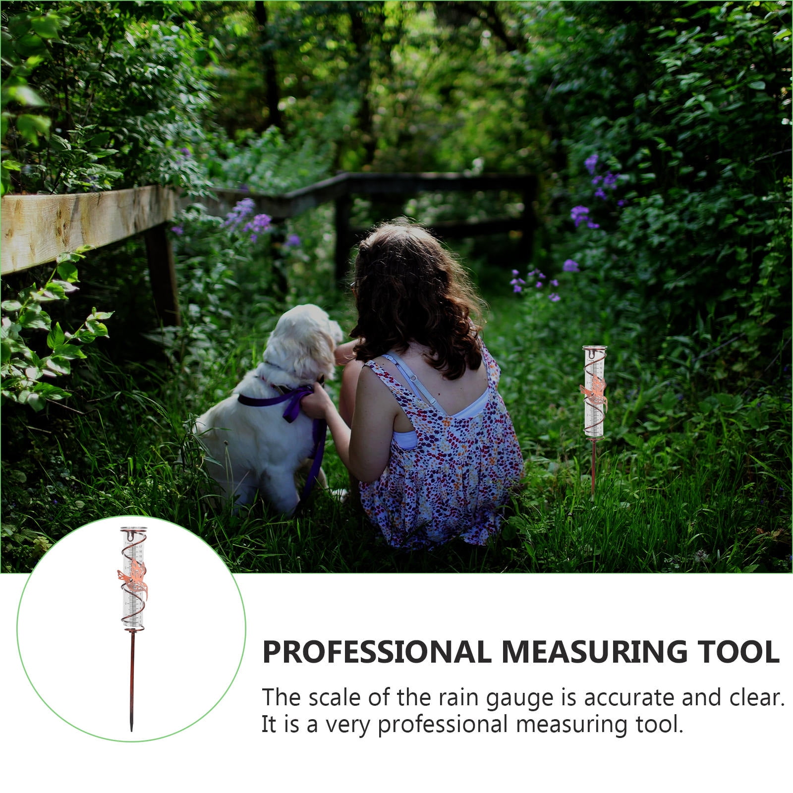LULULION Practical Transparent Glass Rain Gauge for Outdoor Use Measures Rainfall Accurately 7.5 inches