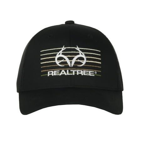 Realtree Trucker Hat Men s Hunting Cap with Mesh Back Snapback Closure One Size Black/Black