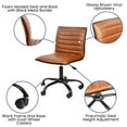 thumbnail image 4 of Flash Furniture Alan Low-Back Ribbed Upholstered Vinyl Padded Swivel Desk Chair, Brown, 4 of 15