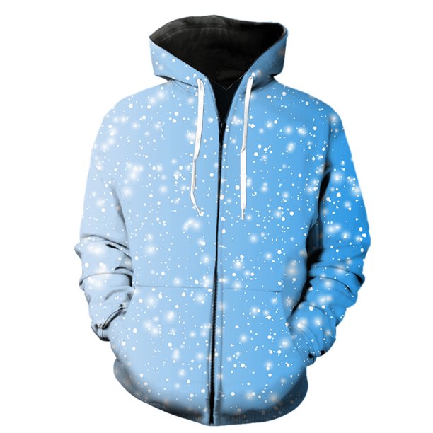 Sudadera con capucha y cremallera para hombre, con estampado de copos de nieve de invierno, moda, tops, estampado 3D, manga larga, divertida, de gran tamaño, gran oferta 2024, para adolescentes, prima