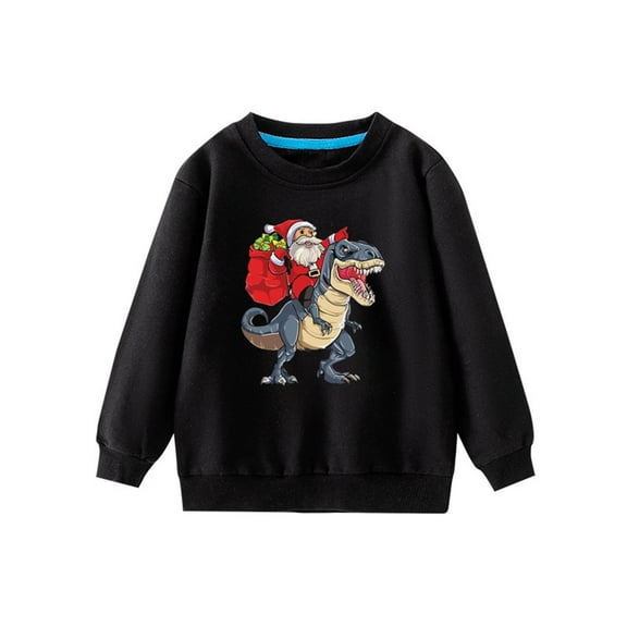 Bnwani Christmas Toddler Shirts Long Sleeve Cotton Black Crew Neck Casual Printed Tops 12-24 Momths