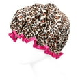 thumbnail image 3 of Wrapables Reusable Women's Waterproof Shower Caps for Long Hair, Leopard, 3 of 3