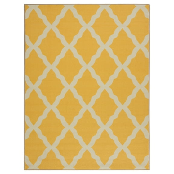 Sweet Home Stores Clifton Non-Slip Rubberback Moroccan Trellis 5x7 Indoor Area Rug, 5' x 6'6", Yellow