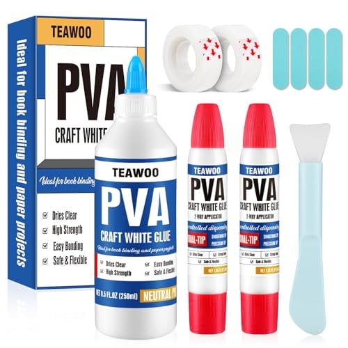 Book Repair & Binding Glue Kit – 8.5 Oz   2×1.35 Oz Acid-Free PVA Adhesive – Neutral pH, Dries Clear & Flexible for Books, Crafts, Collages & Paper Art, Used for Bookbinding and Book Repair$$