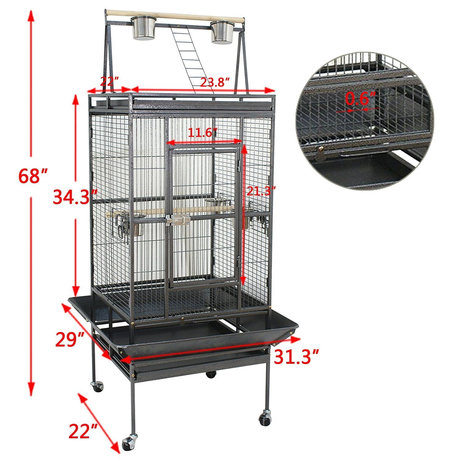 37" 57" 39" 63" 68"Small Large Bird Cage Play Parrot Cage And Cup Food 7 Style 