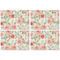 Pioneer Flower Floral Print Pattern Summer Placemats Table Placemats Set Of 4-Linen Kitchen Washable Placemats Table Mats 12x18 Inch Non-Slip Heat Resistant