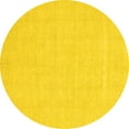 thumbnail image 1 of Ahgly Company Machine Washable Indoor Round Abstract Yellow Modern Area Rugs, 5' Round, 1 of 4