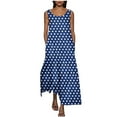 thumbnail image 2 of Cagogo Ladies Summer Plus Size Maxi Long Aline Sundresses Under $5 Sleeveless Polka Dots Flowy Swing Petite Dresses Round Neck Trendy Outfits Shirt Dresses, 2 of 5