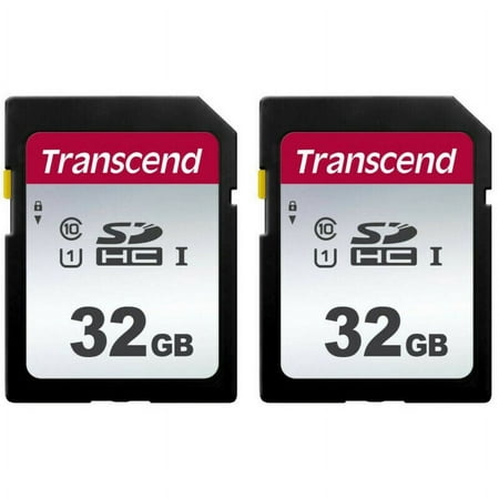2 Pack Transcend 32GB SDHC UHS-1 Class 10 Memory Card