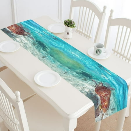 mypop underwater world seaturtletable runner home decor 16x72 inch