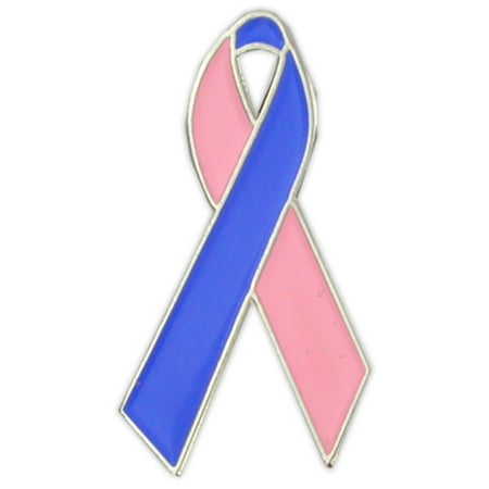 Enamel Womens Pins - Pink & Blue Infant Pregnancy Loss Awareness Ribbon Enamel Lapel Pin