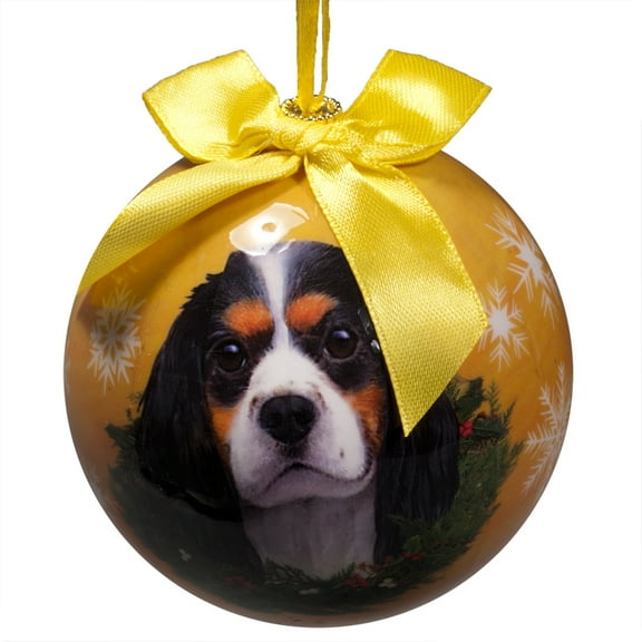 Tri-Color King Charles Cavalier Christmas Ball Ornament