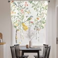 thumbnail image 4 of Red Flower Tie Up Curtain 63 Inches Long, Bird Green Leaf Branch Pastoral Flowers Balloon Style Kitchen Window Curtain Over Sink, Small Window Rod Pocket Curtain 52"x63", 4 of 9