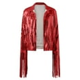 thumbnail image 4 of Womens Red Fringe Jacket Long Sleeve Fringed Jackets Sparkly Womens Top, 4 of 4