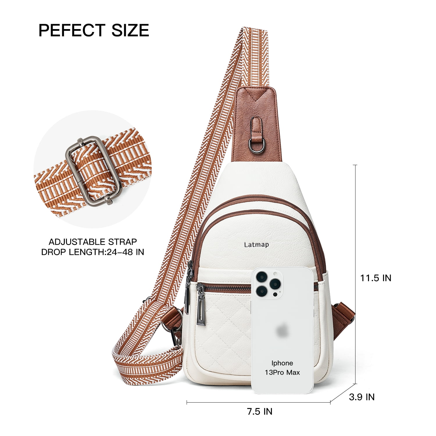 Sling Bag for Women Crossbody Fanny Pack - Lightweight Waterproof Faux Leather Purse for Travel Hiking Running Hands-Free