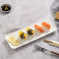 ACDANC Sushi Plate-Long Rectangle Plates and Cracker Trays for Serving-White Ceramic Platters for Party and Entertaining-Dishwasher & Oven Safe