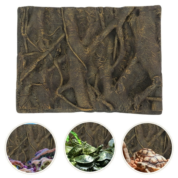3D Aquarium Background Board,Root 3D Background Plate PU Decorative Background Board for Fish Tank Aquarium (Brown)