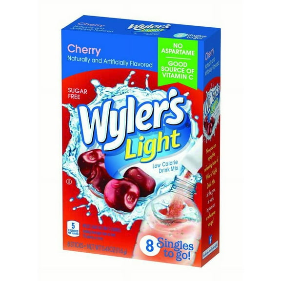 Wyler's Light Singles To Go! Sugar Free Drink Mix, Cherry, 0.41 Oz, 8 Ct
