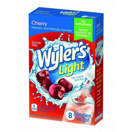 Wyler's Light Singles To Go! Sugar Free Drink Mix, Cherry, 0.41 Oz, 8 Ct
