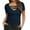 Blue, variant on Women Tshirts Women Summer Deep V Neck Low Cut Short Sleeve Ribbed Blouse Red XXL