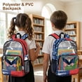 thumbnail image 4 of COEQINE Clear Backpack for Women Girls, 17 Inch Large Transparent Backpack with Multiple Pockets, Heavy Duty PVC Daypack for Work Travel 4th of July, Eagle American Flag Retro, 4 of 7