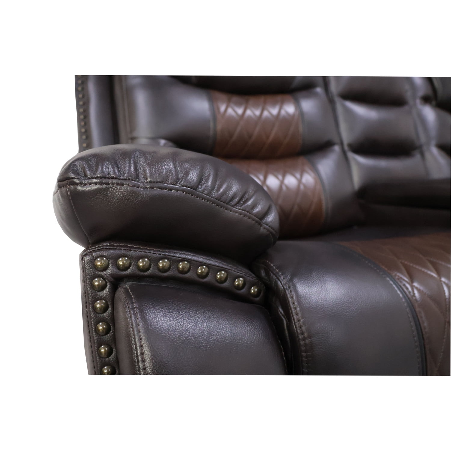 New Classic Furniture Nikko Leather Console Loveseat w/ Power Footrest in Brown