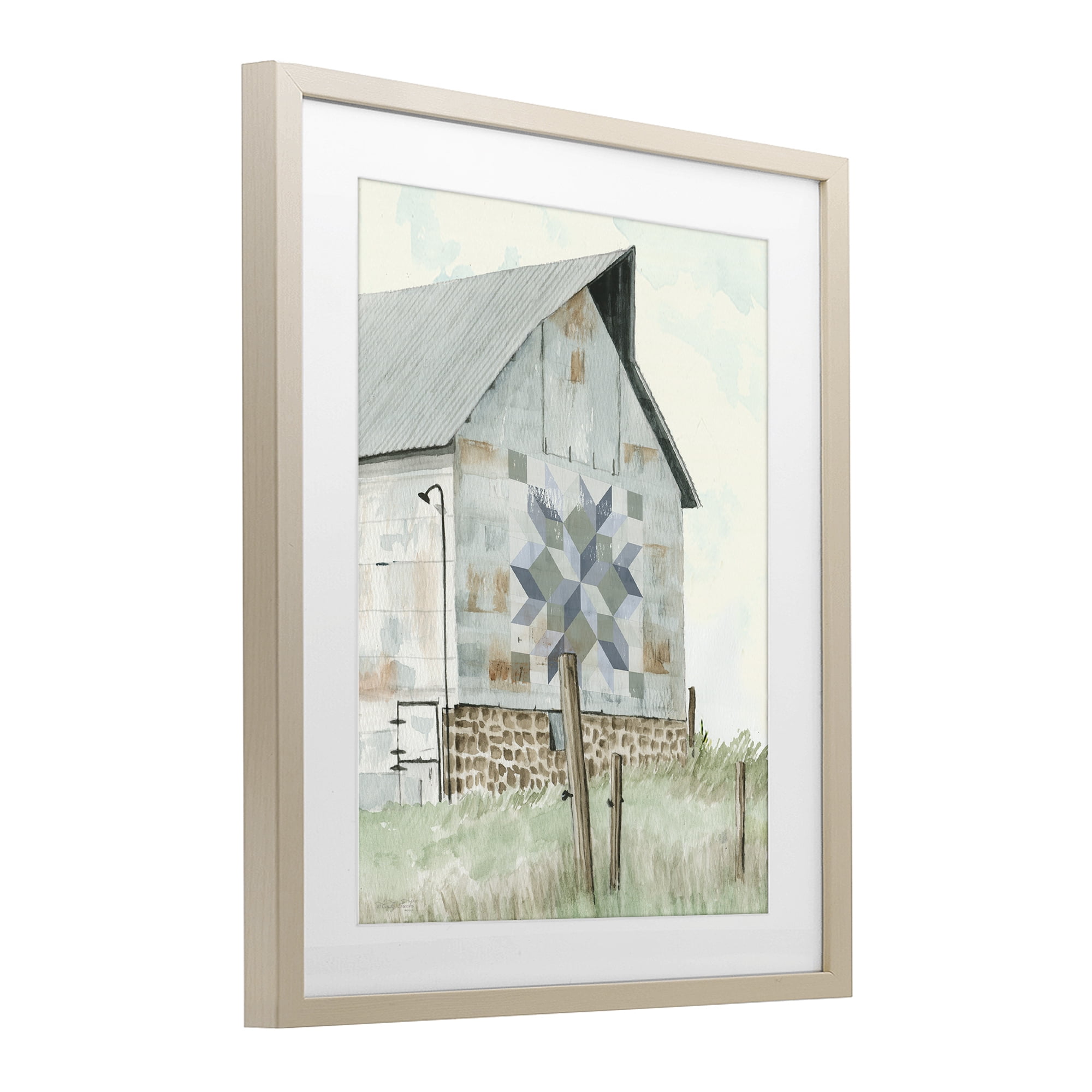 Stupell Industries Pickel's Barn Quilt Birch Framed Print Under Glass, design by Cindy Jacobs