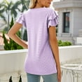 thumbnail image 5 of qolati Womens Summer Tops Dressy Trendy V Neck Ruffle Sleeve Eyelet Shirts 2024 Loose Fit Casual Cute Basic Tee Blouses, 5 of 6