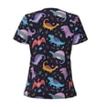 thumbnail image 3 of Uemuo Cartoon Dinosaur Drawing Women's Deep V-Neck Low Cut Tops - Casual Loose Fit with Stainless Steel Loop, Soft, Breathable, Perfect for Office, Travel, and Daily Wear-Medium, 3 of 5