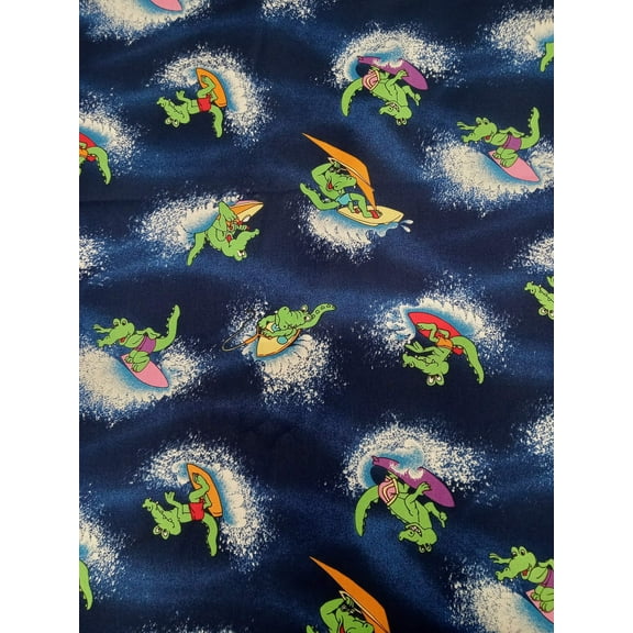 Crocodiles Water Sports Cotton Fabric