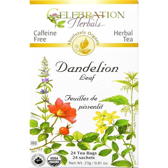 Celebration Herbals Organic Dandelion Leaf Tea Caffeine Free 24 Herbal Tea Bags
