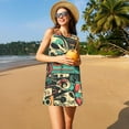thumbnail image 3 of Fotbe Retro Pop Art Collage Vestido de Verano sin Mangas para Mujer – Vestido Midi Línea A, Estilo Camiseta Floral, Vestido Playero Casual y Fluido, 3 of 7