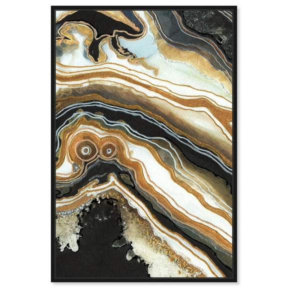 Black And Gold II Mineral, Agate & Geode Wall Art Canvas Wall Art by Art Remedy, Black Floater Frame, 11" x 16"
