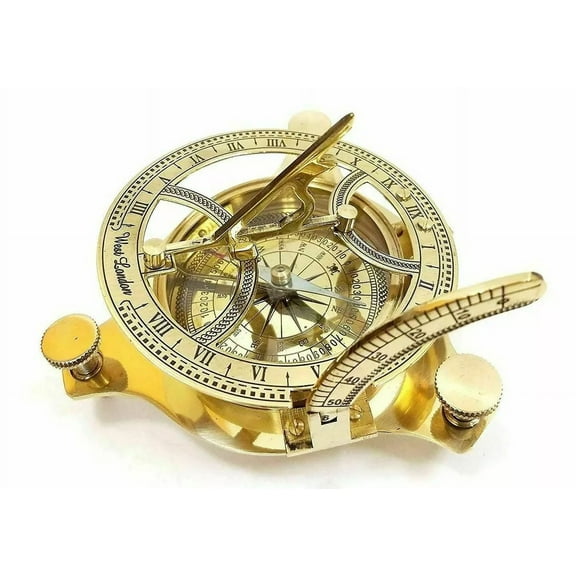 Solid Brass Finish Sundial Compass: A Vintage Collectible for Maritime Enthusiasts – Perfect Nautical Gift