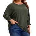 thumbnail image 2 of Agnes Orinda Women's Plus Size Chiffon Tops Batwing Ruffle Long Sleeve Casual Loose Shirts Blouses 3X Army Green, 2 of 7