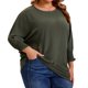 thumbnail image 2 of Blusas de chiffon de talla grande para mujer Agnes Orinda, con mangas largas de murciélago y volantes, camisetas sueltas y casuales, 1X verde militar, 2 of 7