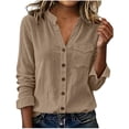 thumbnail image 2 of Neewe Womens Classic Plain Shirt Casual Collar Long Sleeve Loose Fit Button Down Tops Daily Outfits, 2 of 5