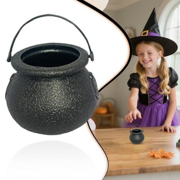 Halloween Candy Bowl Mini Cauldron Kettles Novelty Candy Kettles for Halloween Decorations Indoor Halloween Black Cauldrons Candy Holder, Witches Cauldron, Cauldron Pot Party Favors (1Pack,Black)