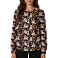 thumbnail image 2 of LHVUOA Halloween Scrub Jackets for Women Scrubs Top Jacket Snap Front Halloween Cute Printed Long Sleeve Jackets Nursing Working Uniform Stretchy Scrubs Jacket, 2 of 5